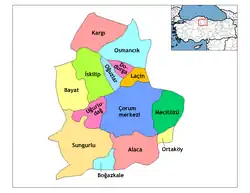 Location of Alaca within Turkey.