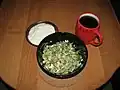 Okroshka with the dressing added