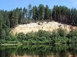The Ustya River near the confluence with the رود کوکشنگا in Velsky District