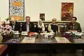 از راست؛ علی دهباشی، جلال خالقی مطلق، نوش‌آفرین انصاری، محمدناصر مودودی و شهرداد میرزایی، شبِ شاهنامه کودک و نوجوان (چهارصد و هفتمین شبِ بخارا)، خانه وارطان، پنج شنبه ۱۵ آذر ۱۳۹۷.