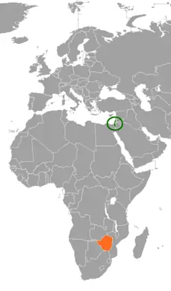 نقشهٔ مکاننمای Israel و Zimbabwe
