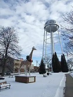 Watertower and Giraffe statue