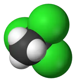 Space-filling model of 1,1,1-trichloroethane