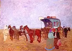 Recogiendo un pasajero - سوار کردن مسافر - (رنگ روغنی روی مقوا)
