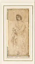 ابوالحسن. تمرین از روی سنت یوحان اوانجلیست اقتباسی از حکاکی مسیحیان دورور در سال ۱۵۱۱. تاریخ ۱۶۰۰-۱۶۰۱ ، موزه آشمولین، آکسفورد