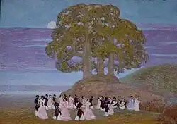 Pericón - پریکون (یک رقص چندنژادی، رنگ روغنی روی مقوا) - ۱۰۰×۷۰ سانتی‌متر