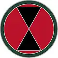 A Red circle with a Green outline and black hourglass at its center