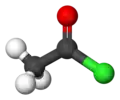 Ball-and-stick model of acetyl chloride