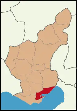 نقشه شهرستان یومورتالیک در استان آدانا را نشان می دهد
