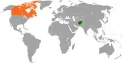 نقشهٔ مکاننمای Afghanistan و Canada