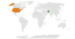 نقشهٔ مکان‌نمای افغانستان و United States