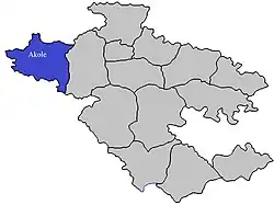 Location of Akole in Ahmednagar district in مهاراشترا