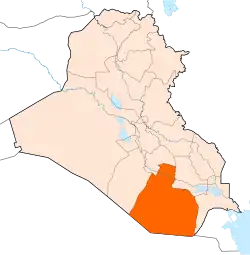 جایگاه استان مثنی در نقشهٔ عراق