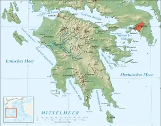 Map of the Alphaios River
