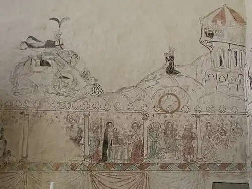 نقاشی افسانه کامل ، کلیسای آنگا ، گوتلند ، سوئد (اواسط قرن 15)