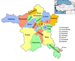Location of Kızılcahamam within Turkey.