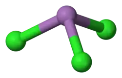 Ball and stick model of antimony trichloride