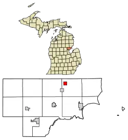 Location of Turner, Michigan
