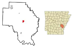 Location in Arkansas County and the state of آرکانزاس