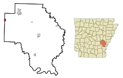 Location in Arkansas County and the state of آرکانزاس