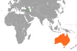 نقشهٔ مکاننمای Armenia و Australia