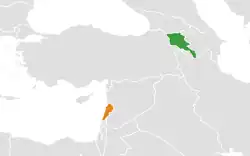 نقشهٔ مکاننمای Armenia و Lebanon