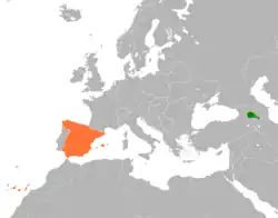 نقشهٔ مکان‌نمای Armenia و Spain