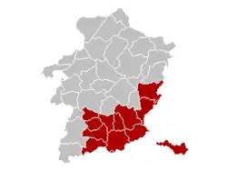 موقعیت شهرستان تنژران در استان انو