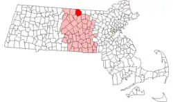 Location in Worcester County in Massachusetts