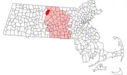 Location in Worcester County in Massachusetts