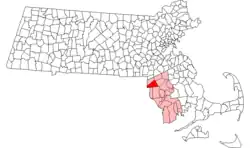 Location in Bristol County in Massachusetts