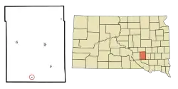 Location in Aurora County and the state of داکوتای جنوبی