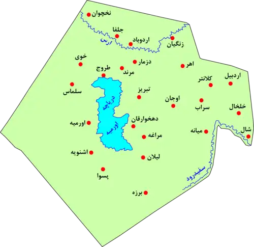 جایگاه پسوه در نقشهٔ استان آذربایجان در دورهٔ خلفای عباسی