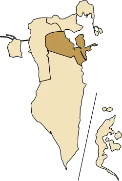 محل استان وسطی در نقشهٔ بحرین