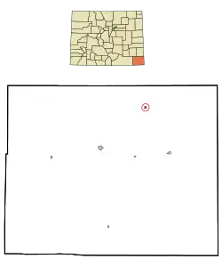 Location in Baca County and the state of کلرادو