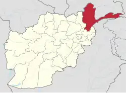 نقشه افغانستان با برجسته شدن بدخشان