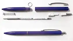 Parts of a retractable ballpoint pen