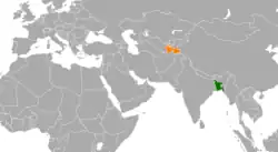 نقشهٔ مکان‌نمای Bangladesh و Tajikistan