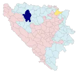 Location of Banja Luka within Republika Srpska and Bosnia and Herzegovina.