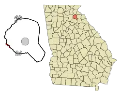 Location in Banks County and the state of جورجیا