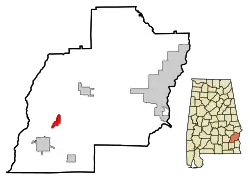 Location in شهرستان باربر، آلاباما and the state of آلاباما