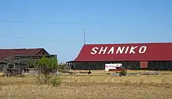 City name written on barn in Shaniko