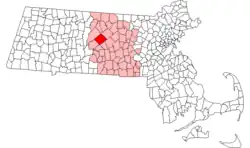 Location in Worcester County in Massachusetts