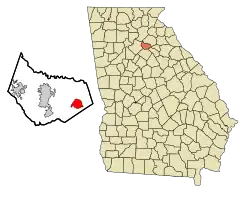 Location in Barrow County and the state of جورجیا