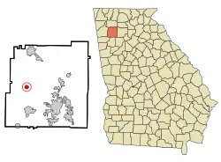 Location in Bartow County and the state of جورجیا