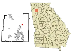 Location in Bartow County and the state of جورجیا
