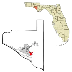 Location in Bay County and the state of فلوریدا