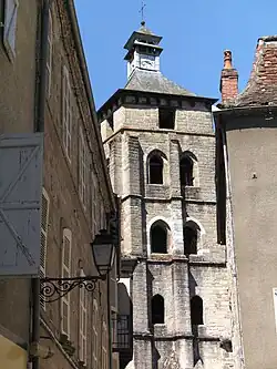 The belfry of the abbey church in Beaulieu-sur-Dordogne