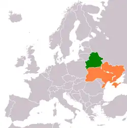 نقشهٔ مکاننمای Belarus و Ukraine