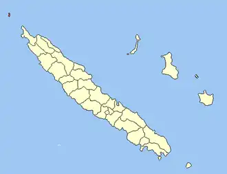 Location of the commune (in red) within New Caledonia